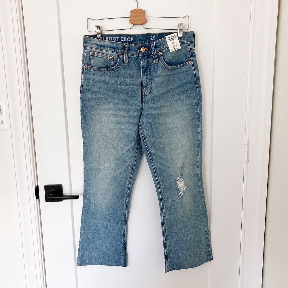 NWT J Crew 10" Billie Demi Boot Crop Medium Wash Jean - 29
